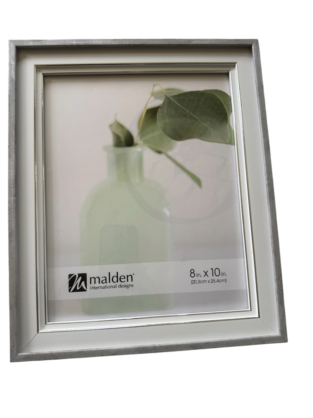 Malden International Designs 8x10 Silver White Picture Frame New